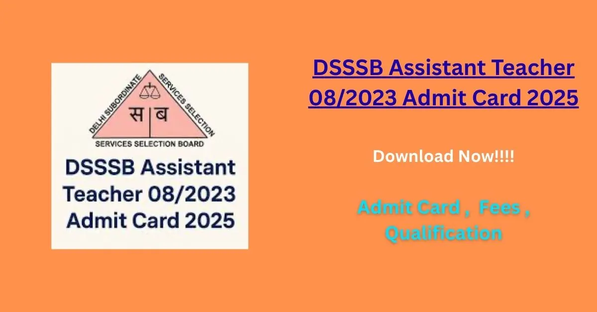 DSSSB Assistant Teacher 082023 Admit Card 2025